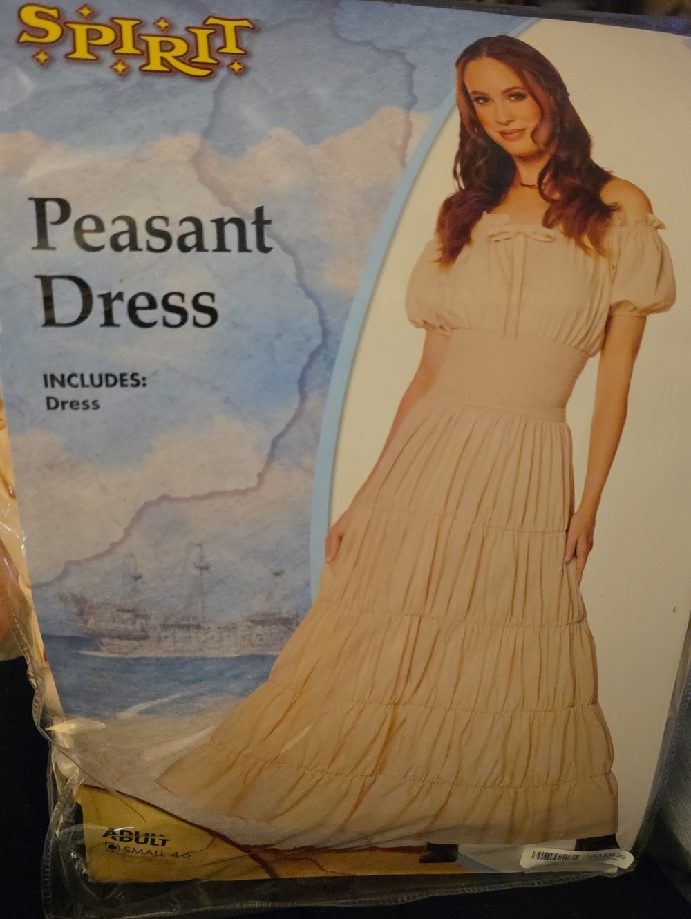 Spirit Halloween Cream Off-Shoulder Tiered Peasant Maxi Dress